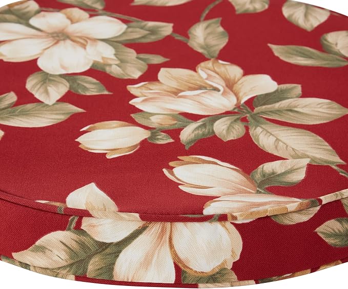 Greendale Home Fashions Outdoor 18-inch Round Reversible Seat Cushion, 2-Pack, Tuscan Floral 2 Count