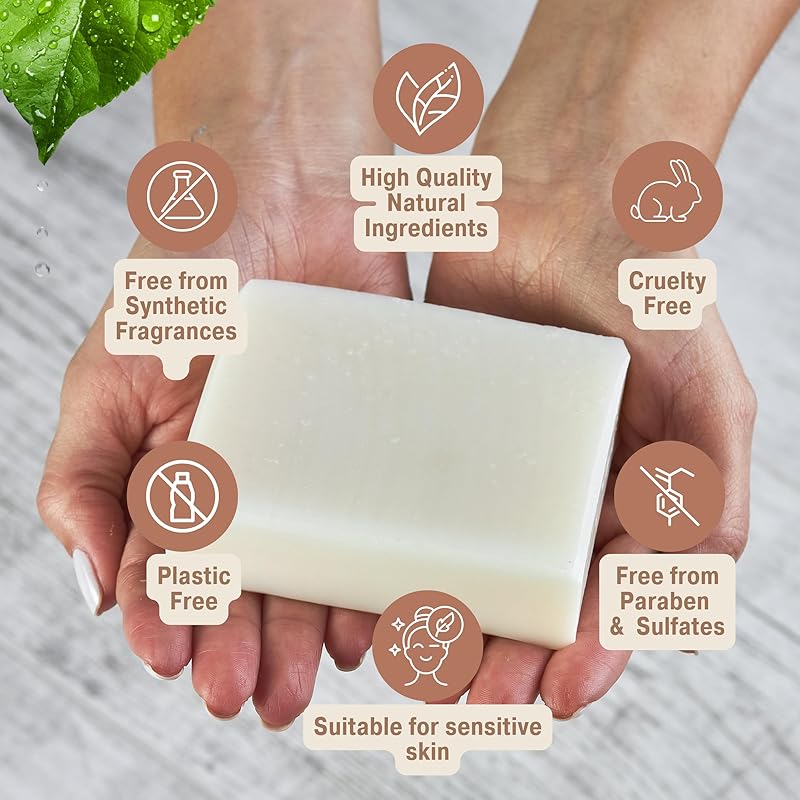 Unscented Soap (4-pack) | Fragrance Free Soap | Sensitive Skin Soap | All Natural Bar Soap for Women & Men | Natural Soap Bar | Body Soap Bars | Bath Soaps | Handmade Soap | Coconut Soap | Moisturizing Bar Soap | Vegan Non Toxic Bar Soap