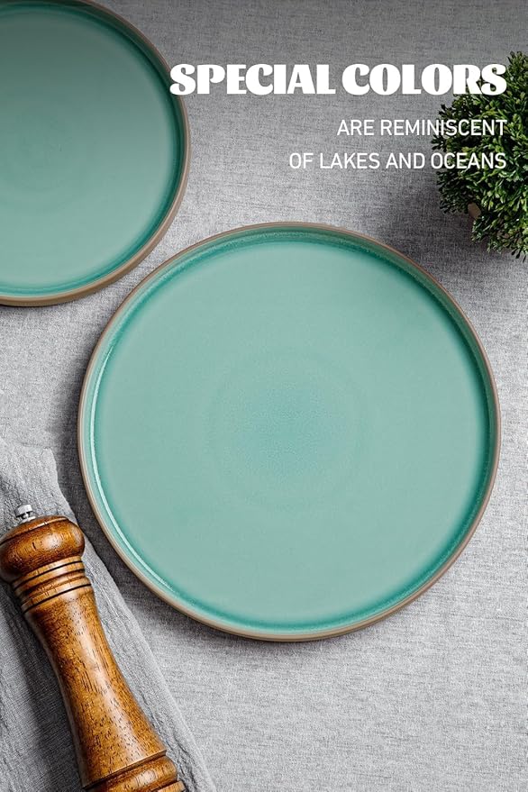 Famiware Nature Plates and Bowls Set, 24 Pieces Dinnerware Sets, Dishware Sets, Dishes Set for 8, Microwave and Dishwasher Safe, Verdure
