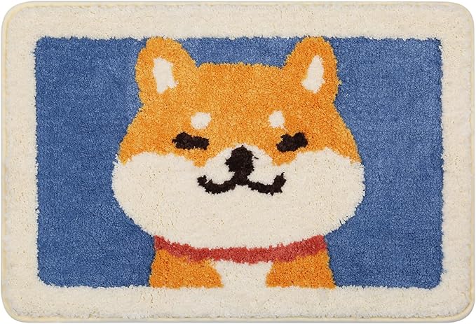 Felowaigam Bath Mat, Cute Shaggy Bathroom Rug,Soft, Absorbent, Non Slip & Durable Plush Rug, Machine Wash, Ideal for Tub, Toilet or Sink, 19.68"x 31.49", Akita