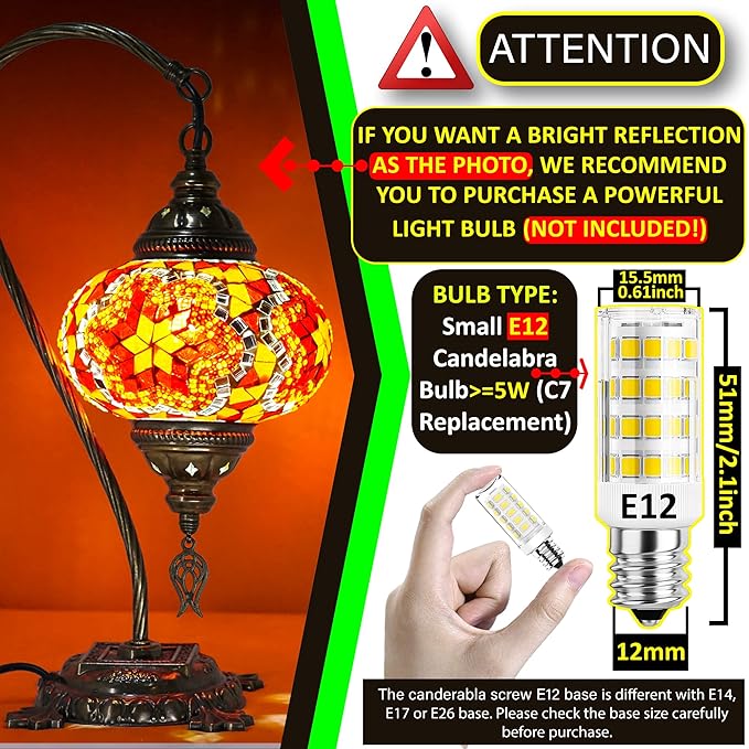CHICON Handmade Mosaic Turkish Lamp | Genuine Glass Mosaic | A Piece of Art in Unique Lamps | Antique Vintage Lamp | Tiffany Boho Lamp | Moroccan Bohemian Small Table Lamp - SWAN Flower Red Amber