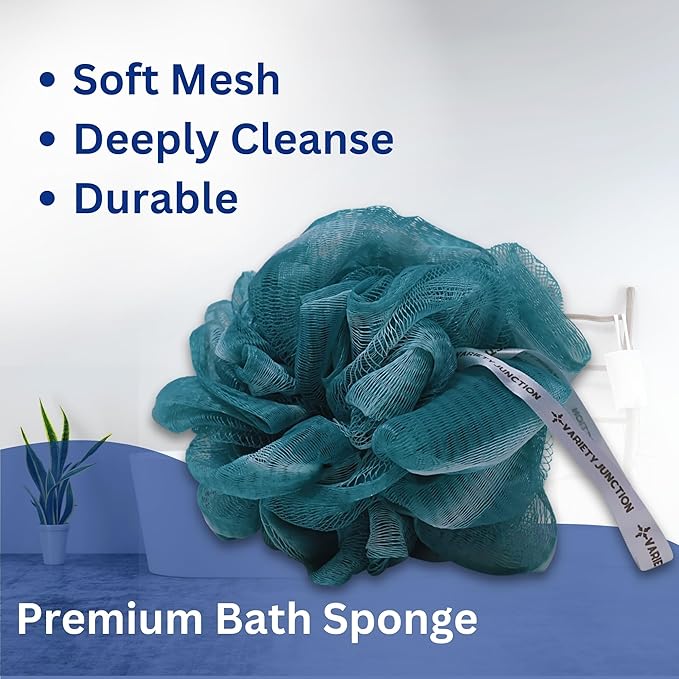 Dr. Teal's Melatonin Foaming Bath 34oz (Pack of 2) with Variety Junction Premium Bath & Shower Sponge - Sleep Inducing Bubble Bath