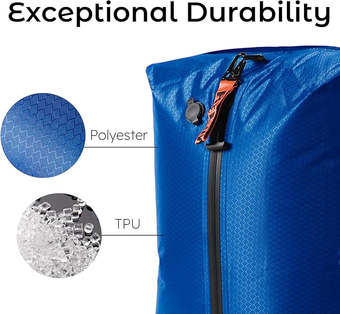 Vacuum Bags for Travel Luggage with Wireless Pump, Revolutionary Reusable Compression Bags for Carry On Suitcases and Backpack, Vacuum Seal Packing cube for Cloth (2PC + PUMP Gray & Blue)