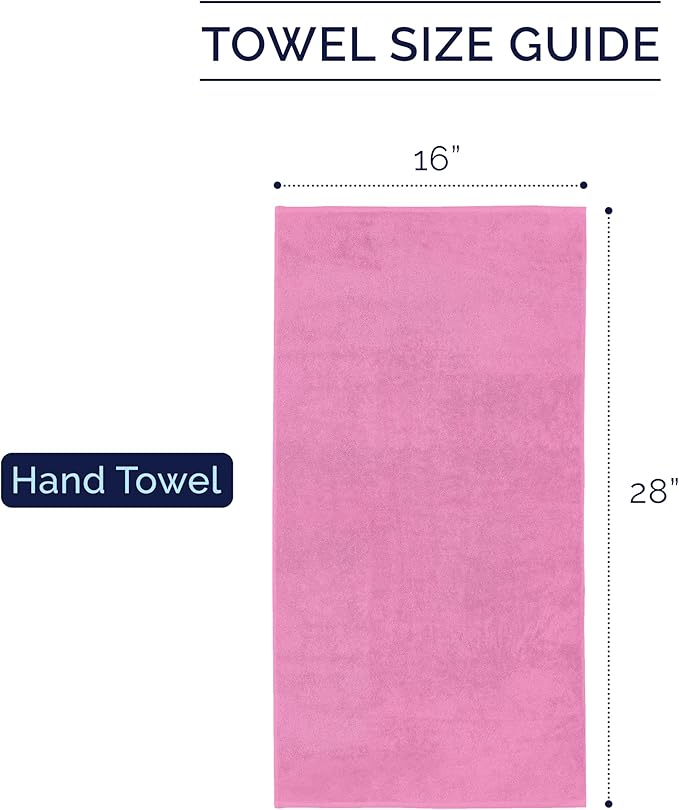 Elegant Comfort Premium Turkish Cotton 4 Pack Hand Towel Set - 16 x 28 inch, Luxurious Hotel Spa Quality 100% Turkish Cotton 4PC Hand Towel Set - Highly Absorbent - Soft Bathroom Towels, Light Pink