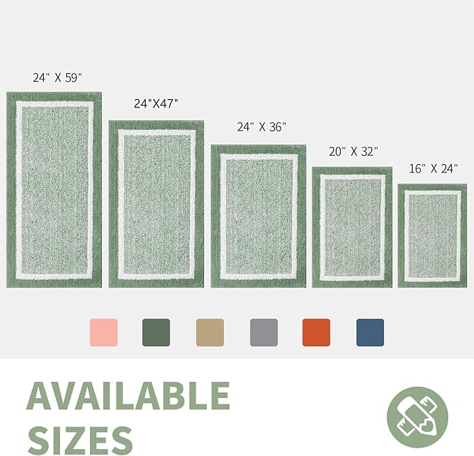 CozeCube Bath mats for Bathroom Non Slip, Plush Shaggy Bath Rugs for Bathroom Washable, Extra Soft and Absorbent Microfiber Bath Rugs, Sage Green, 47" x 24"