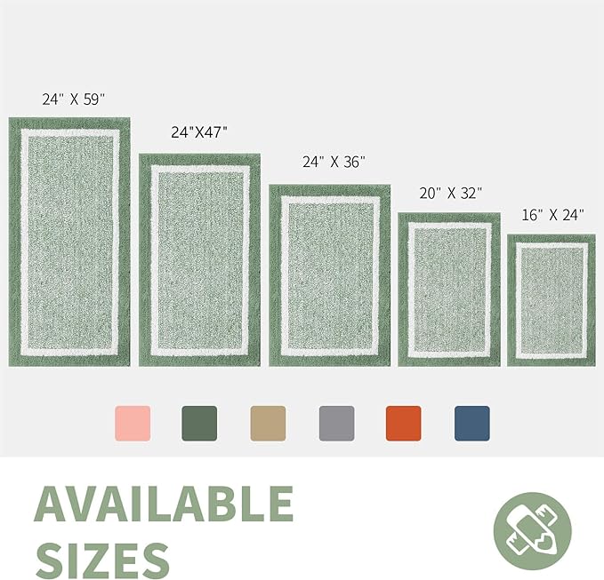 CozeCube Bath Mat, Non Slip Shaggy Bath Rug, Extra Soft Absorbent Microfiber, 32' x 20', Sage Green