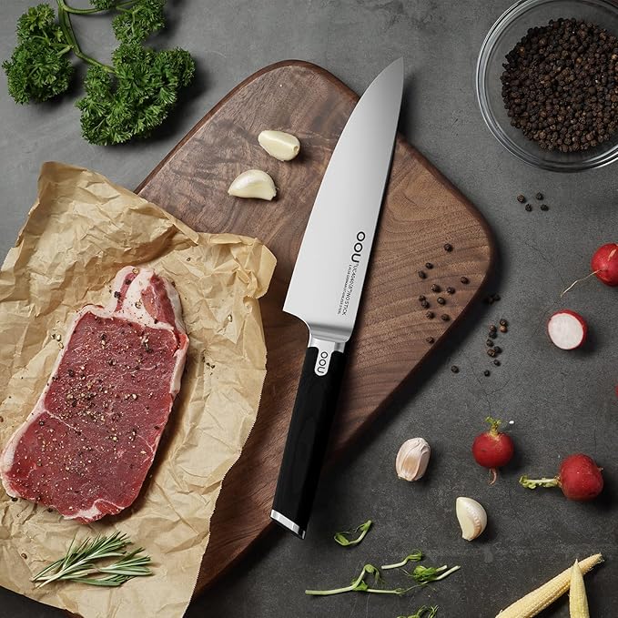 Professional Chef Knife 8 Inch Kitchen Knife, German High Carbon Stainless Steel Super Sharp Chef's Knife With Ergonomic Solid Wood Handle, Useful Kitchen Gadgets