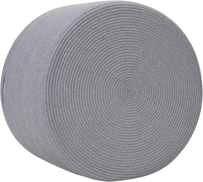 24" x 24" x 17" Max Size Large Cotton Rope Basket, Extra Large Storage Basket, Woven Laundry Hamper, Cloth Storage Bin, for Blankets Clothes Towels Pillows in Living Room, Full Grey