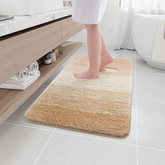 Arotive Microfiber Bathroom Rugs, Shaggy Soft and Absorbent Bath Rug, Non-Slip, Thick Plush Machine Washable Dry Bath Mats for Bathroom, Tub and Shower, 36x24, Beige