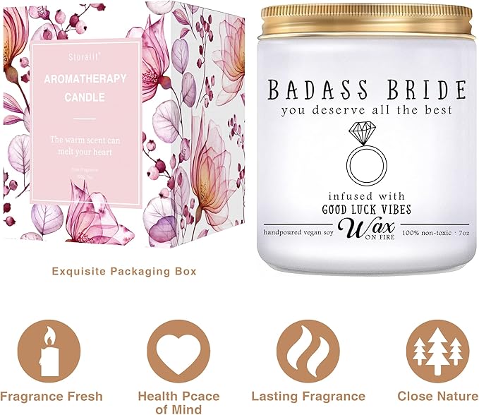 Badass Bride Gifts - Lavender Scented Candles Jar Tribe Gift, Funny Candle for Bridal Shower, Soy Candle