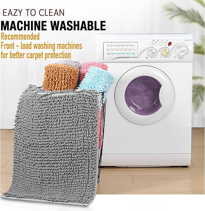 Bathroom Rugs Mat 56x24 Non Slip Chenille Bath Mats Bath Rugs for Bathroom Shower Gray