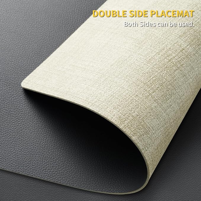 Placemats Set of 8 with Coasters Dual Sided Heat Stain Resistant Place Mats Faux Leather Table Mats Non-Slip Waterproof Oil-Proof Washable Wipeable Table Placemats for Dining Patio Table Kitchen