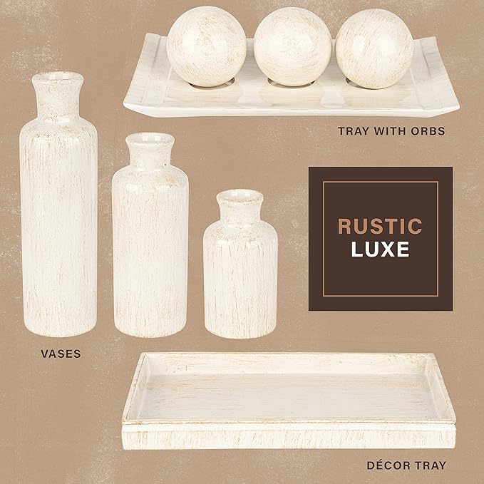 Creative Scents Rustic Luxe Decorative Coffee Table Tray - Decor Tray for Home Decor Works as a Perfume and Bathroom Counter Organizer, Ottoman Tray, or Table Centerpieces for Dining Room 10"Lx6"Wx1"H