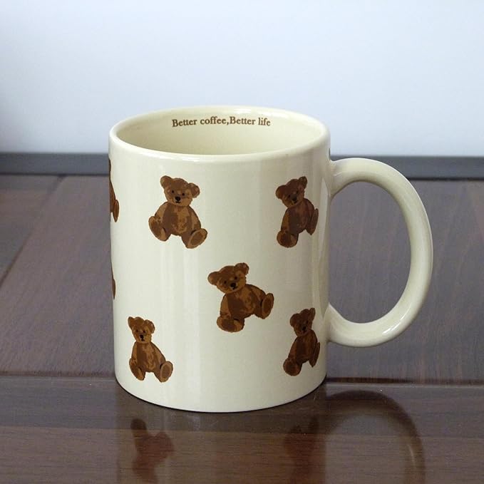 Cute Vintage Cartoon Bear Mugs Ceramic Coffee Mug Water Cup 350ml/12oz Funny Novelty Gift for Women Girls