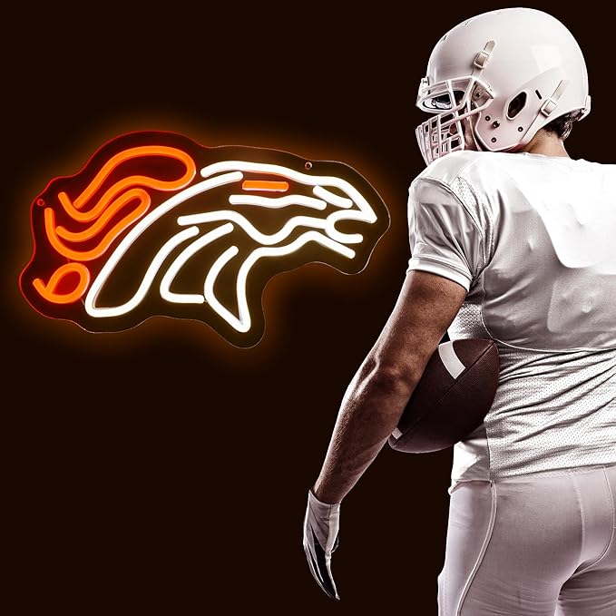 Football Team Neon Sign, Cool Light Up Dimmable Logo Hanging Led Neon Sign for Wall Decor, Man Cave, Garage, Party, Bar, Game Room Deco, Birthday Gift for Football Fans