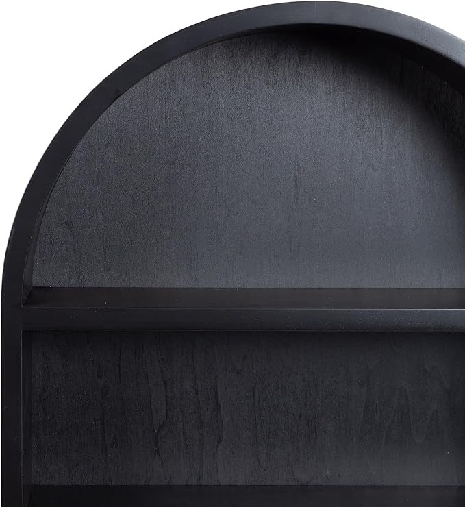 Kate and Laurel Hutton Modern Capsule Wall Shelf; 16 x 28; Black; Minimal Round Oval Wall Shelves for Above Toilet Bathroom Storage