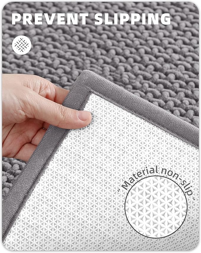 Color&Geometry Standard-Sized Toilet Rugs U Shaped- Absorbent, Stain Resistant, Non Slip, Quick Dry, Machine Washable- 20"x24" Grey Toilet Mat Chenille Contour Bath Rugs for Toilet Base