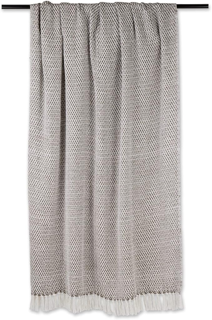 DII Woven Throw Collection 100% Cotton, Basketweave, 50x60, Brown