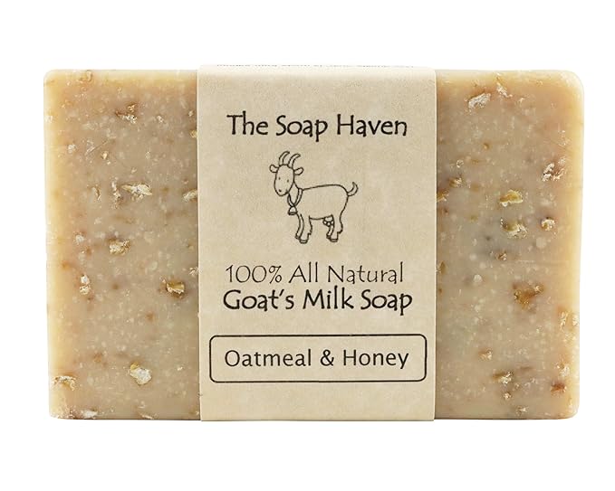 Oatmeal Soap - 4 Oatmeal & Honey Goat Milk Soap Bars, Handmade in USA, All Natural, Unscented, SLS Free, No Parabens