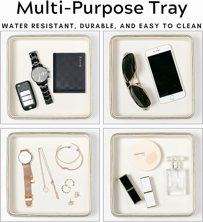 Small Night Stand Organizer Nightstand Tray Bedside Organizer Women| Key Bowl for Entryway Table Leather Valet Trinket Tray Catch All| Perfume Trays for Dresser Perfume Holder Organizer
