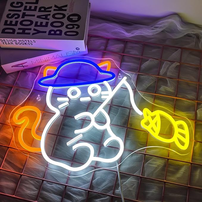 NEONLOVE Cat Neon Signs - USB Powered LED Cat Neon Light Signs with Remote Control for Wall Decor, Bedroom, Bar, Party, Men's Cave