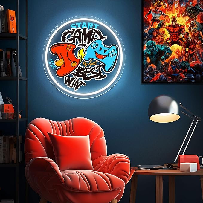 Gamer Neon Sign - LED Light Up Sign for Game Rooms, Boys' Rooms, Teen Spaces, Man Caves, Home Offices - Gift for Gaming Lovers, Ideal Room Decor and Birthday Gifts, Unique Wall Decor