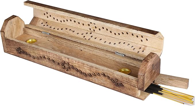 Incense Holder, Incense Stick Holder, Incense Holder for Sticks Used for Room Décor, Cool Room Spiritual Décor, Aromatherapy, Incense Burner with Storage Compartment 12 Inch Antique Natural