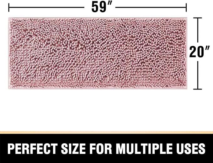 H.VERSAILTEX Bathroom Rugs Bath Mat Bath Rugs Bath Mats for Bathroom Non Slip Extra Thick Buncy Soft Chenille Bath Rug Fulffy Shag, Indoor Rug for Entry Living Room (Coral Pink, Large 59" x 20")