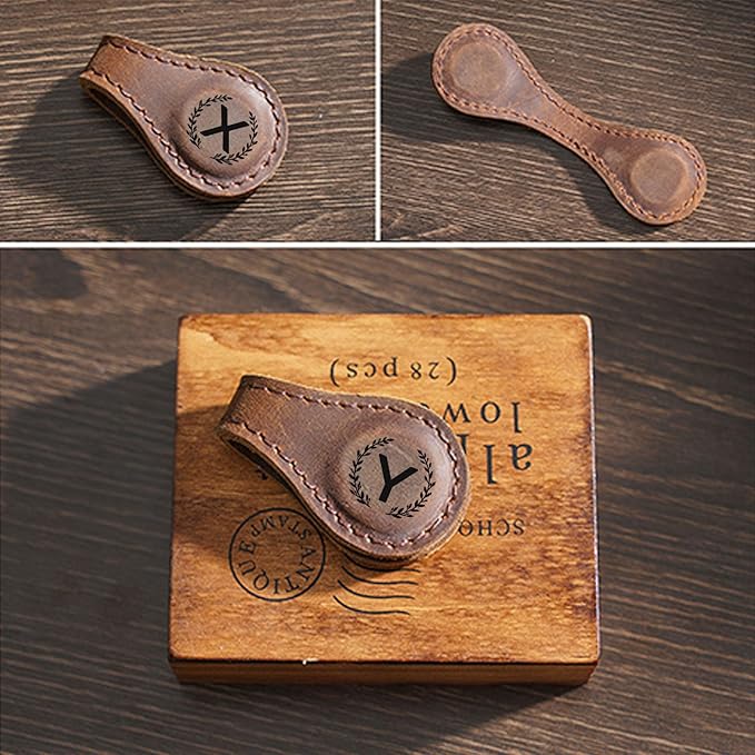 Magnetic Leather Bookmark with 26 Initial for Reading Women,Personalized Magnet Book Marks Gifts for Men,Book Lovers (Black, O)
