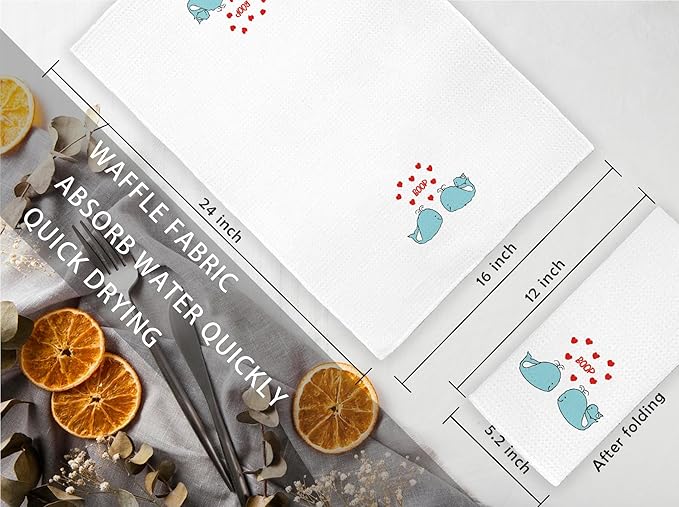 Whale Dish Towels,Whale Kitchen Towels,Valentine's Day Towel,Whale Boop Kitchen Towels,Whale Gifts for Couples,Whale Hand Towels 16Ã24 Inch,Valentine's Day Gifts