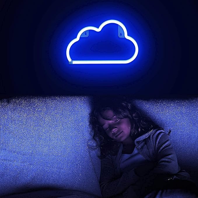 Lumoonosity Cloud Neon Sign, USB Powered Blue Cloud Neon Light with On/Off Switch, Cloud Led Sign for Wall Decor, Aesthetic Hanging Neon Signs, Neon Lights for Bedroom, Living Room, Gaming Room Setup