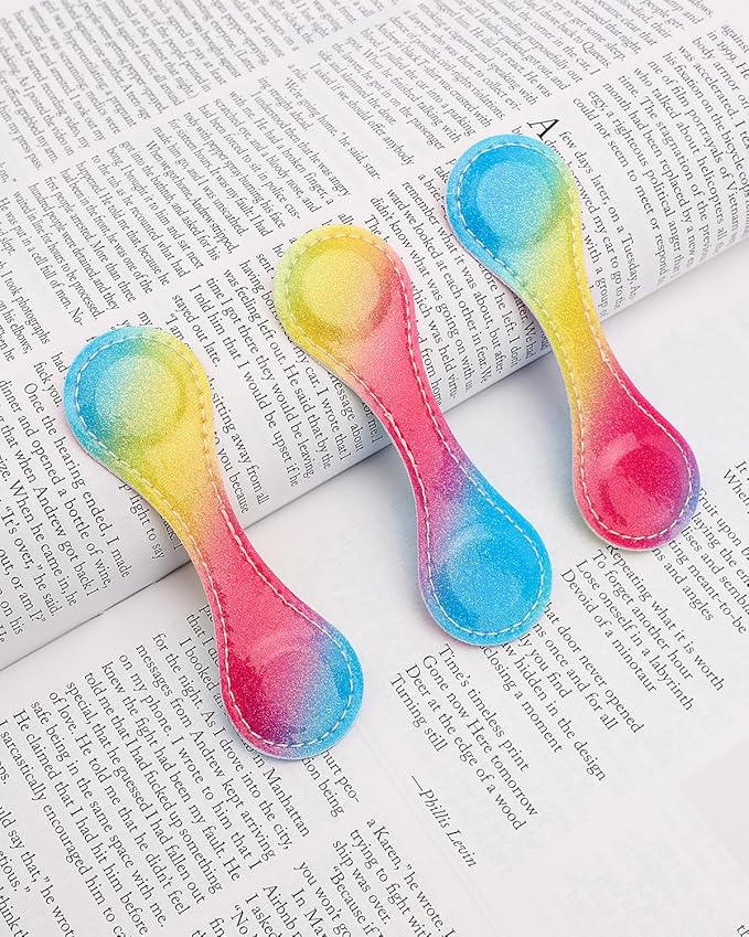 Leather Magnetic Bookmarks, 3Pcs Loose Powder Morandi Magnet Book Mark Clips Gift for Women, Kids, Reading Book Lovers, Teacher Gift for School Office Home Supplies (Gradient Color)