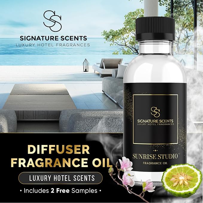 Luxury Hotel Diffuser Oil for Hotels and Homes - Aromatherapy Oils for use with an Essential Oil Diffuser at Home - Fragrance-Scent Diffuser Oil Blend (Sunrise Studio) 4.05fl oz (120ml)