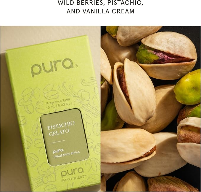 Pura - Smart Home Fragrance Diffuser Refill - Home Scent - up to 120-Hours of Fragrance per Vial - Clean & Safe Diffuser - 2 Pack - Pistachio Gelato