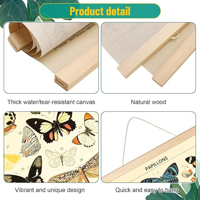 Chenkaiyang 2 Pcs Vintage Butterfly Hanging Poster,Butterfly Wall Hanging Rustic Retro Wall Art Prints Butterfly Chart Poster for Living Room Decor,18.9 X 11.8 Inch