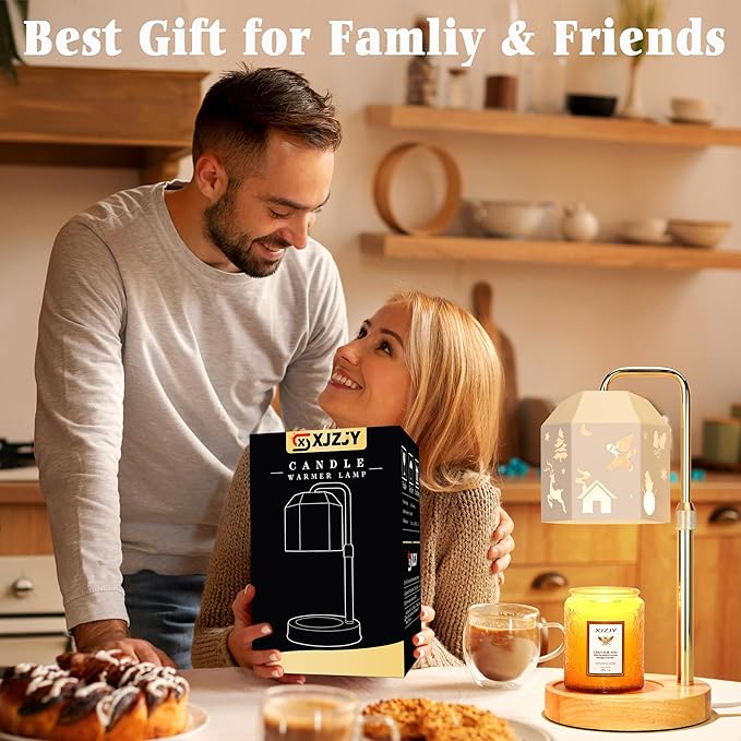 Candle Warmer Lamp with Timer Dimmer,Adjustable Height Candle Warmer, Candle lamp for Scented Wax Jar Candles, for Women,House Warming Gifts for New Home Bedroom Decor,Hollow Art