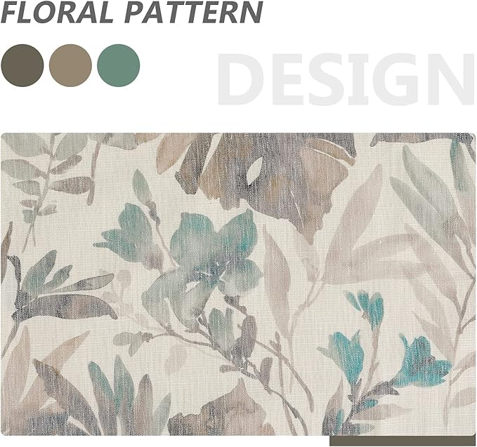 MYSKY HOME Floral Semi Sheer Curtains 108 Inches Long - Light Filtering Drapes for Living Room and Bathroom - Printing Window Treatment With Grommets, 2 Panels, Brown and Natural