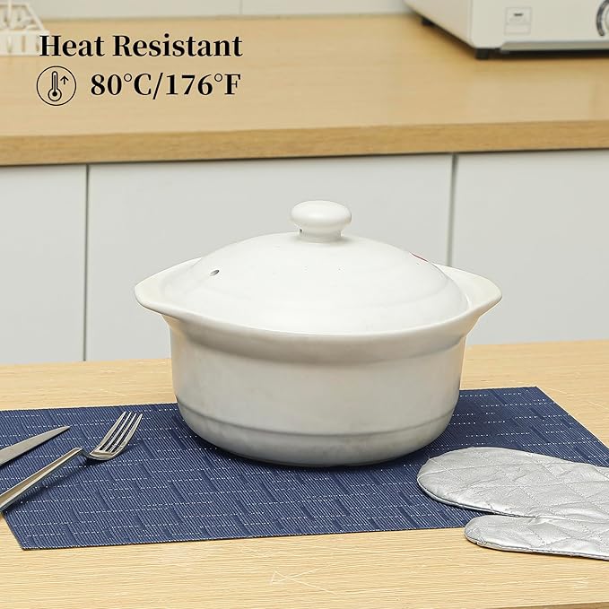 Leetaltree Blue Placemats Set of 12 - Heat Resistant Non-Slip Place mats for Dining Table, Washable Durable PVC Vinyl Woven Table Mats(Blue, 12)