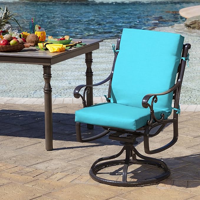 Arden Outdoor Dining Chair Cushion, 20 in x 20 in, Weather-Proof, Rain-Proof, Fade Resistant Patio Cushion for Patio, Dining, or Rocking Chairs 20 x 20, Pool Blue Leala