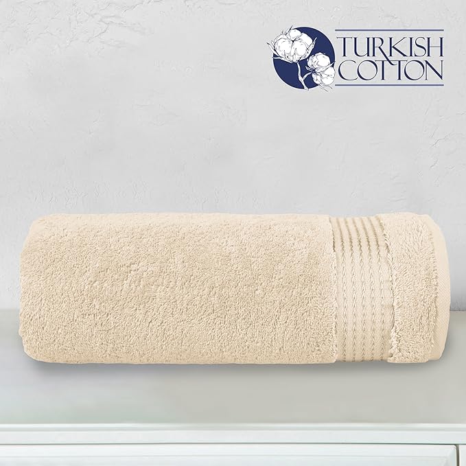 Elegant Comfort Premium Turkish Cotton 1 Piece Jumbo Bath Towel - 35 x 70 inch, Luxurious Hotel Spa Quality 100% Turkish Cotton Large Bath Towel - Highly Absorbent - Soft Bathroom Towel, Ivory
