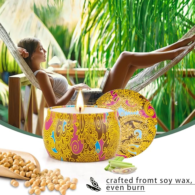 12 Pack Citronella Candles Outdoor - 52.8 Oz Soy Wax Candle Set, 360 Hour Long Lasting Scented Candles for Camping, Garden, Party