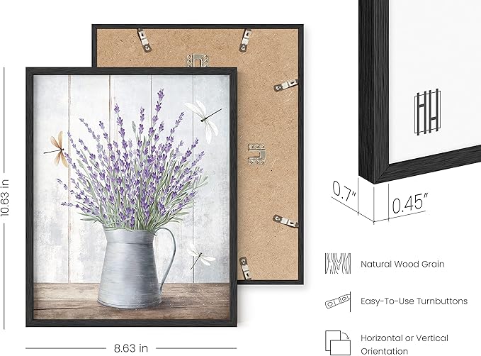 HAUS AND HUES Floral Prints - Set of 4, 8x10 Wall Art, Farmhouse Bouquets, Framed Metal Painting for Bathroom, Bedroom, Dorm, Kitchen, Living Room, Office
