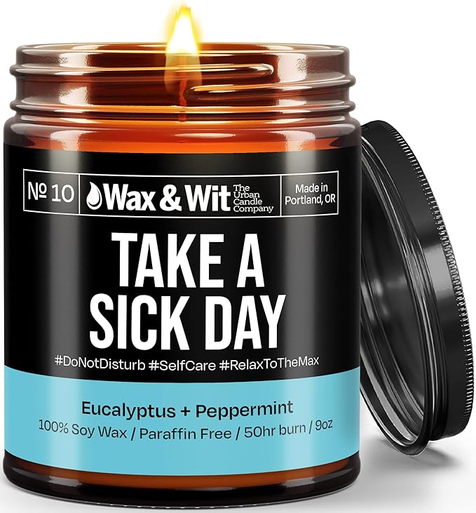 Wax & Wit Funny Soy Candle Gift for Women - Humorous, Aromatherapy Soy Wax Candle, Ideal for Housewarming, Coworker, Birthday – Eucalyptus Peppermint - 9oz