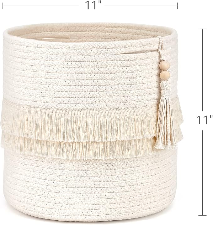 Dahey Over The Door Organizer with 4 Pockets and Macrame Decorative Cotton Rope Storage Basket Boho Nursery Decor for Bathroom, Bedroom, Dorm