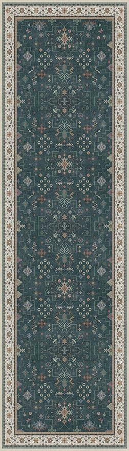 Dark Green 2x7 Kitchen Rug - Modern Vintage Boho Eclectic Floral Pastel, Washable Low Pile Non-Slip Long Runner Rugs for Hallway, Bedroom