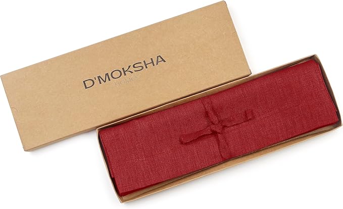 D'Moksha Homes Linen Red Placemats Set of 4-100% Pure Linen Placemats 14 x 19 Inch for Summer - Handcrafted and Machine Washable