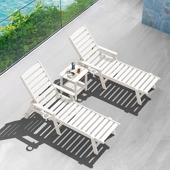 SERWALL Double Adirondack Side Table End Table- White