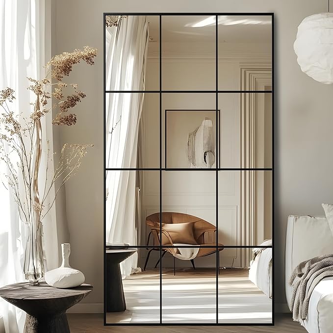 Antok Decorative Mirrors for Wall Decor, 60" x 36" Decorative Wall Mirror Black Window Mirrors Wall Mounted Decorative Mirror for Living Room Dining Room Hallway Entryway,Black,Retro Rect Style