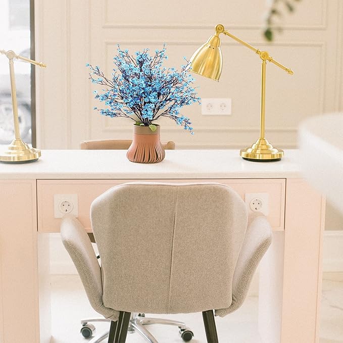 Uieke 15 Pcs Artificial Baby Breath Flowers Fake Gypsophila Bouquets Faux Silk Flower Real Touch Flowers for Wedding Farmhouse Decor DIY Home Party Office Kitchen Hotel Bathroom Garden Blue