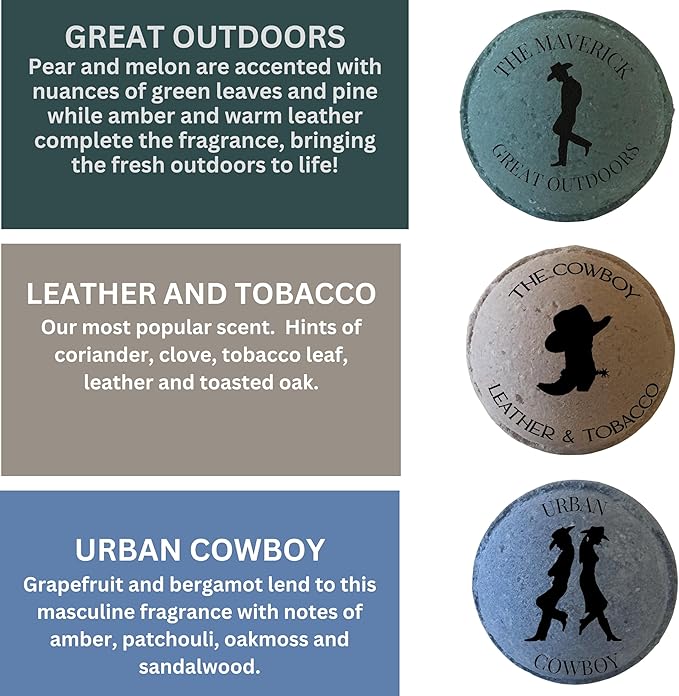 Mr. Bomb Dude Bath Bombs for Men, Infused for Guy Relaxation, Gift for Him, Manly Bath Soak, Masculine Scents for Men, Relaxing Bliss for The Gents - USA Crafted 6 Pk Male Set, Cowboy-Up Collection